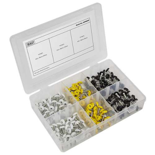 Numberplate Screw Assortment 195pc 4.8mm x 18mm - Plastic Enclosed Head