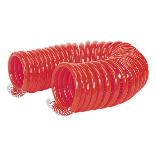 PU Coiled Air Hose 10m x &#216;8mm with 1/4"BSP Unions