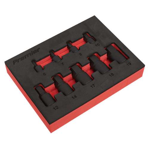 Low Profile Impact Hex Socket Bit Set 1/4" & 3/8" Sq Drive 9pc - Metric