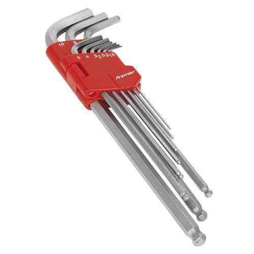 Ball-End Hex Key Set 9pc Extra-Long Metric