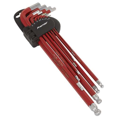 Ball-End Hex Key Set 11pc Anti-Slip Extra-Long Metric