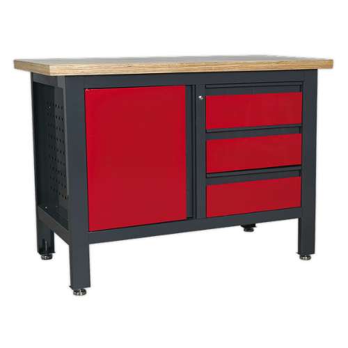 Workstation with 3 Drawers & Cupboard