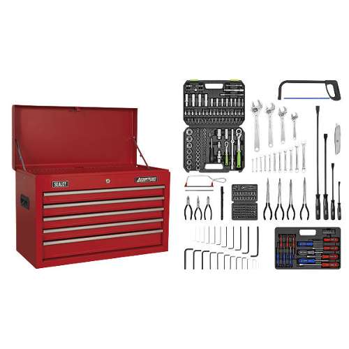 Topchest 5 Drawer with Ball-Bearing Slides - Red & 272pc Tool Kit