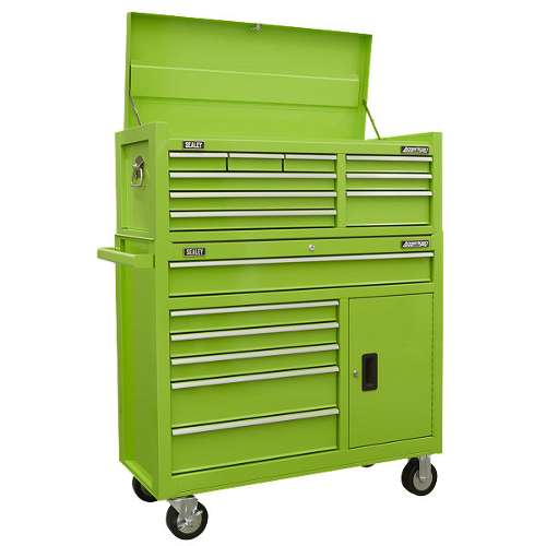 Topchest & Rollcab Combination 15 Drawer with Ball-Bearing Slides - Green