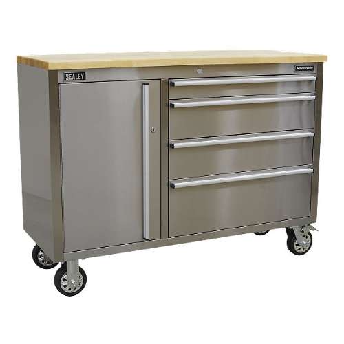 Mobile Stainless Steel Tool Cabinet 4 Drawer