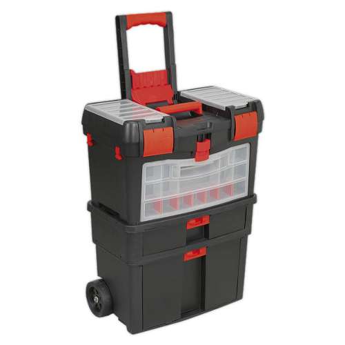 Mobile Toolbox with Tote Tray & Removable Assortment Box