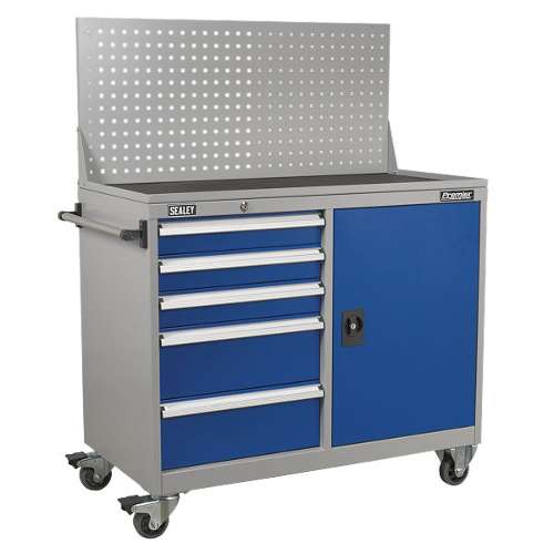 Industrial Mobile Workstation 5 Drawer & 1 Shelf Locker