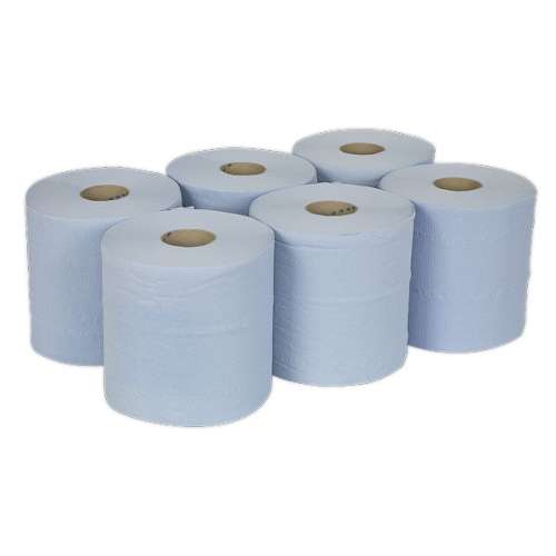 Paper Roll Blue 2-Ply Embossed 150m Pack of 6