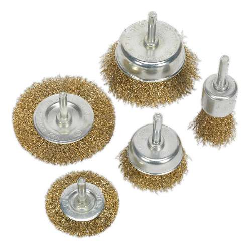 Crimped Wire Brush Set 5pc Brassed