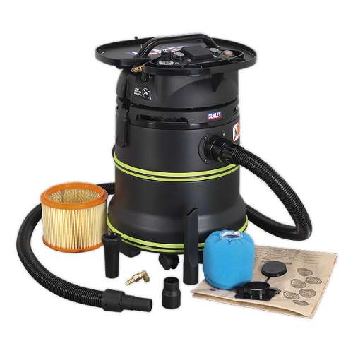 Vacuum Cleaner Industrial Dust-Free Wet/Dry 35L 1000W/230V Plastic Drum M-Class Self-Clean Filter