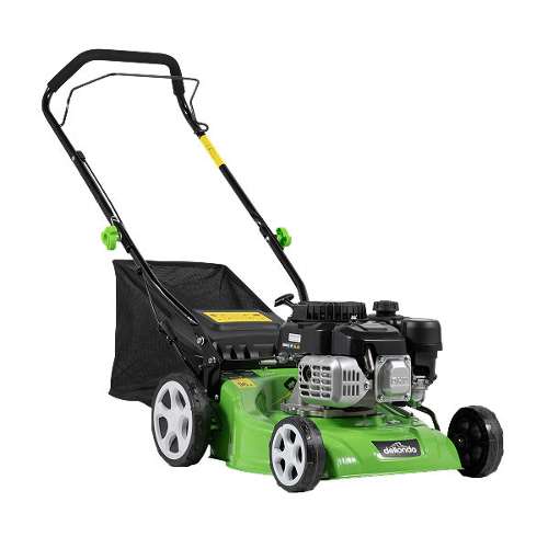 Dellonda Hand-Propelled Petrol Lawnmower Grass Cutter, 132cc 16"/40cm 4-Stroke - DG100