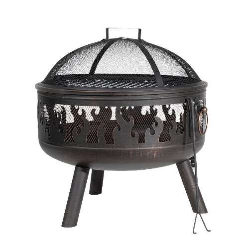 Dellonda Deluxe Firepit Fireplace Outdoor Patio Heater, Cooking Grill & Poker