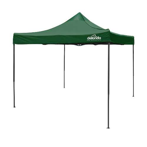 Dellonda Premium 3 x 3m Pop-Up Gazebo, PVC Coated, Water Resistant Fabric, Supplied with Carry Bag, Rope, Stakes & Weight Bags - Dark Green Canopy