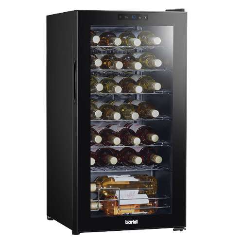 Baridi 28 Bottle Wine Fridge with Digital Touchscreen Controls & LED Light, Black - DH10