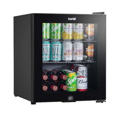 Baridi 50L Table Top Beer & Drinks Mini Fridge with Light 3-10�C - Black & Glass