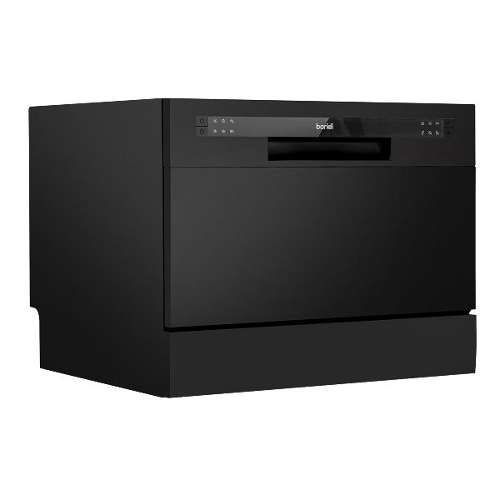 Baridi Compact Tabletop Dishwasher 6 Place Settings, 6 Programmes, Low Noise, 6.5L Cycle, Start Delay - Black