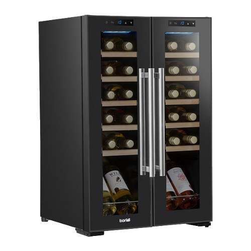 Baridi 24 Bottle Dual Zone Wine Cooler, Fridge, Touch Screen, LED Light Black and Mirror Glass Door