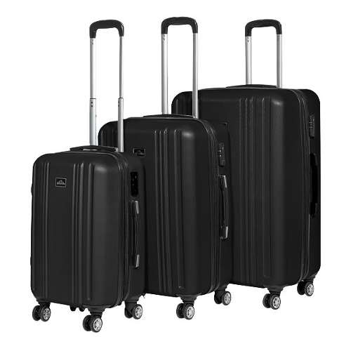 Dellonda 3-Piece Lightweight Luggage Suitcase Trolley Set ABS TSA Lock Black - DL11