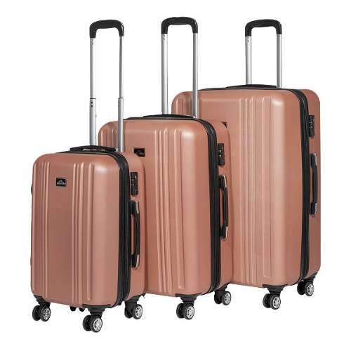 Dellonda 3-Piece Lightweight ABS Luggage Set with Integrated TSA Approved Combination Lock - Rose Gold - DL125