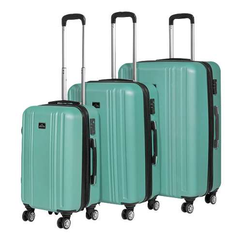 Dellonda Set 3-Piece Lightweight ABS Luggage Set with Integrated TSA Approved Combination Lock - Teal - DL126