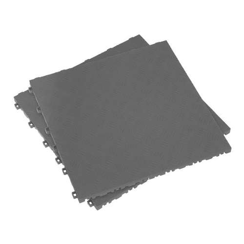 Polypropylene Floor Tile 400 x 400mm - Grey Treadplate - Pack of 9