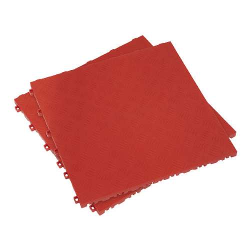 Polypropylene Floor Tile 400 x 400mm - Red Treadplate - Pack of 9