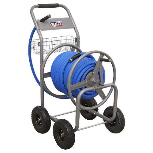 Heavy-Duty Hose Reel Cart with 50m Heavy-Duty &#216;19mm Hot & Cold Rubber Water Hose