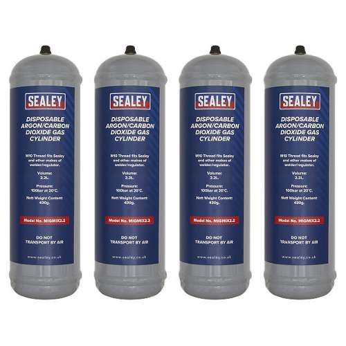 430g 2.2L, Disposable Argon/Carbon Dioxide Gas Cylinder - Pack of 4