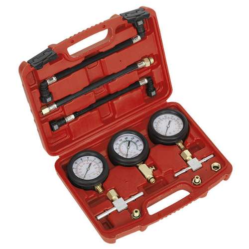 Motorcycle Compression & Fuel Pressure Gauge Set 3pc