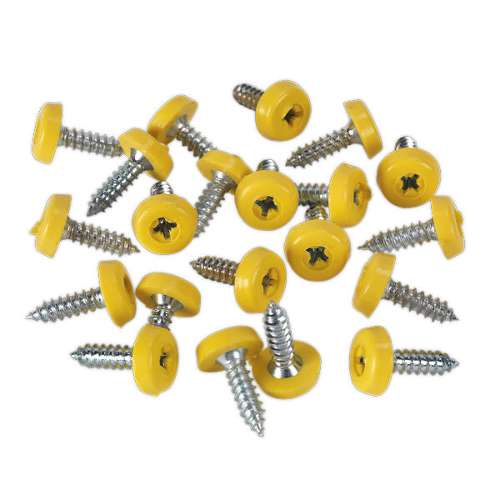 Numberplate Screw Plastic Enclosed Head 4.8 x 18mm Yellow Pack of 50