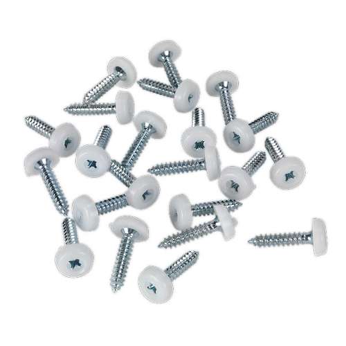 Numberplate Screw Plastic Enclosed Head 4.8 x 24mm White Pack of 50