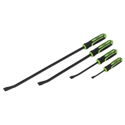 Angled Pry Bar Set with Hammer Cap Heavy-Duty 4pc