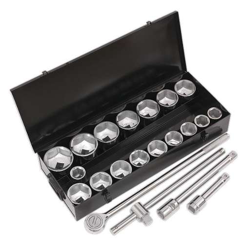 Socket Set 21pc 1"Sq Drive 6pt WallDrive&#174; Metric