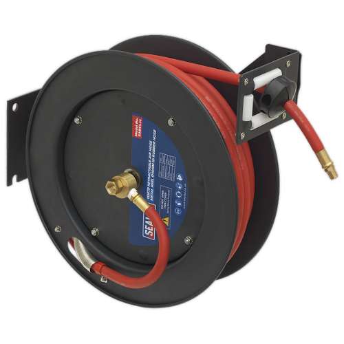 Retractable Air Hose Metal Reel 15m &#216;10mm ID Rubber Hose