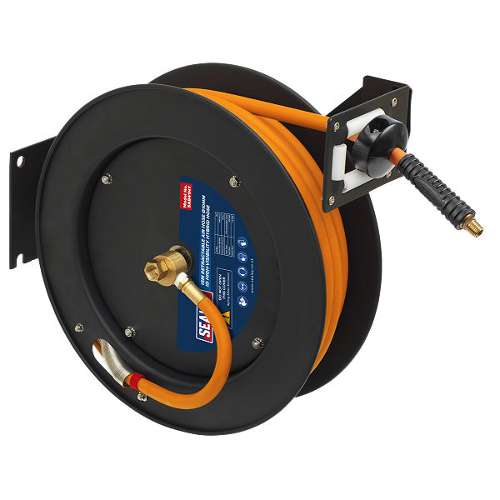 Retractable Metal Reel 15m &#216;10mm ID High-Visibility Hybrid Air Hose