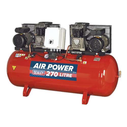 Air Compressor 270L Belt Drive 2 x 3hp with Cast Cylinders