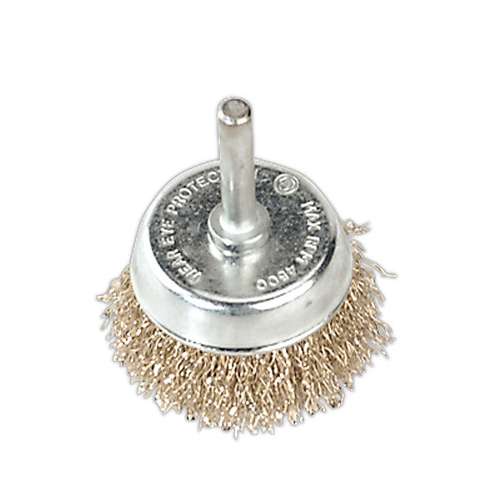 Crimped Wire Cup Brush &#216;50mm with &#216;6mm Shaft