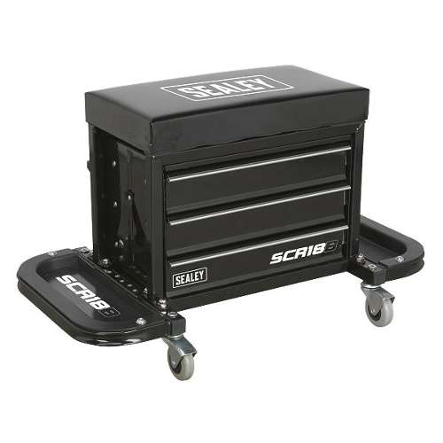 Mechanic's Utility Seat & Toolbox - Black