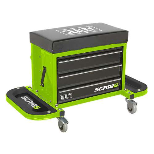 Mechanic's Utility Seat & Toolbox - Hi-Vis Green