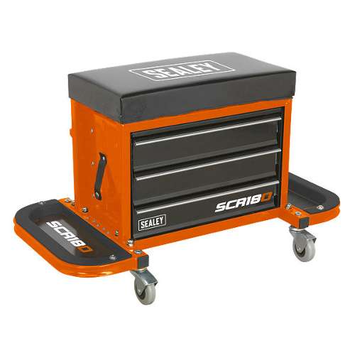 Mechanic's Utility Seat & Toolbox - Orange