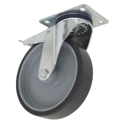 Medium-Duty Thermoplastic Swivel Castor Wheel with Total Lock &#216;100mm - Trade