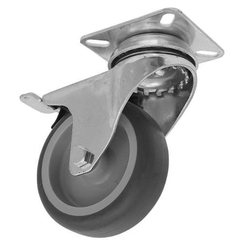 Medium-Duty Thermoplastic Swivel Castor Wheel with Total Lock &#216;75mm - Trade