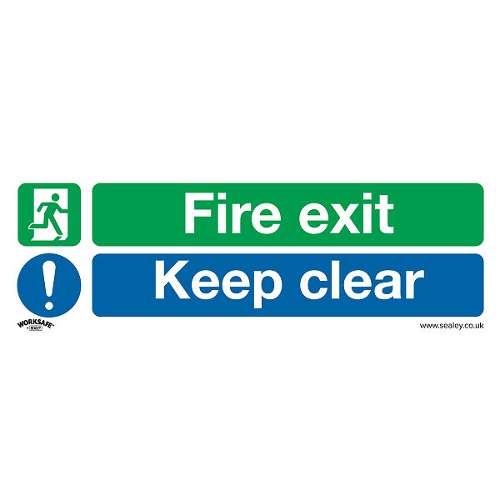 Safe Conditions Safety Sign - Fire Exit Keep Clear - Self-Adhesive Vinyl