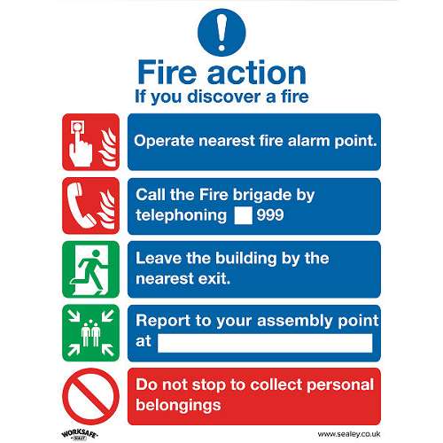 Safe Conditions Safety Sign - Fire Action Without Lift - Rigid Plastic