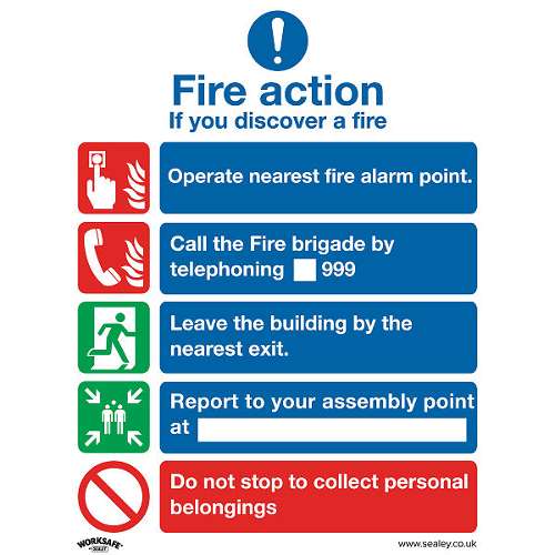 Safe Conditions Safety Sign - Fire Action Without Lift - Self-Adhesive Vinyl