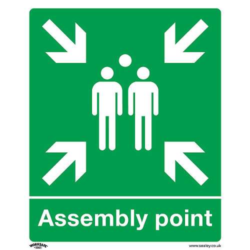 Safe Conditions Safety Sign - Assembly Point - Rigid Plastic - Pack of 10