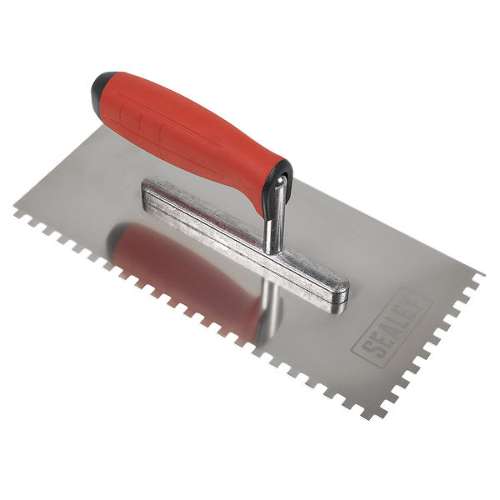 Stainless Steel 270mm Notch Trowel - Rubber Handle - 6mm