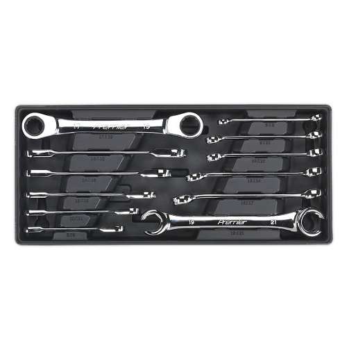 Tool Tray with Flare Nut & Ratchet Ring Spanner Set 12pc