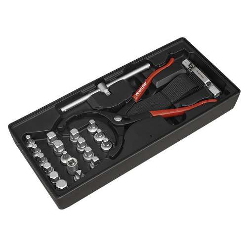 Tool Tray with Oil Filter Wrench, Pliers & Drain Plug Set 21pc