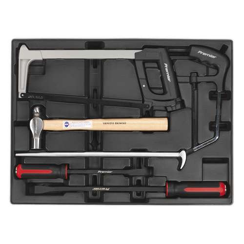 Tool Tray with Pry Bar, Hammer & Hacksaw Set 6pc